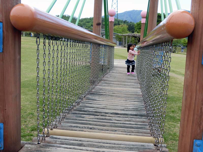 峰山途中ヶ丘公園 ゆらゆら木製吊り橋