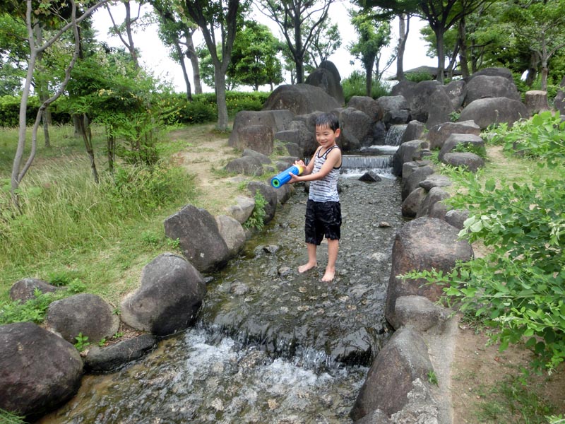 花園中央公園 水遊び せせらぎ風